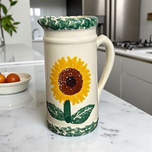 CROCK SHOP SUNFLOWER PITCHER GREAT CONDITION 10"X6"